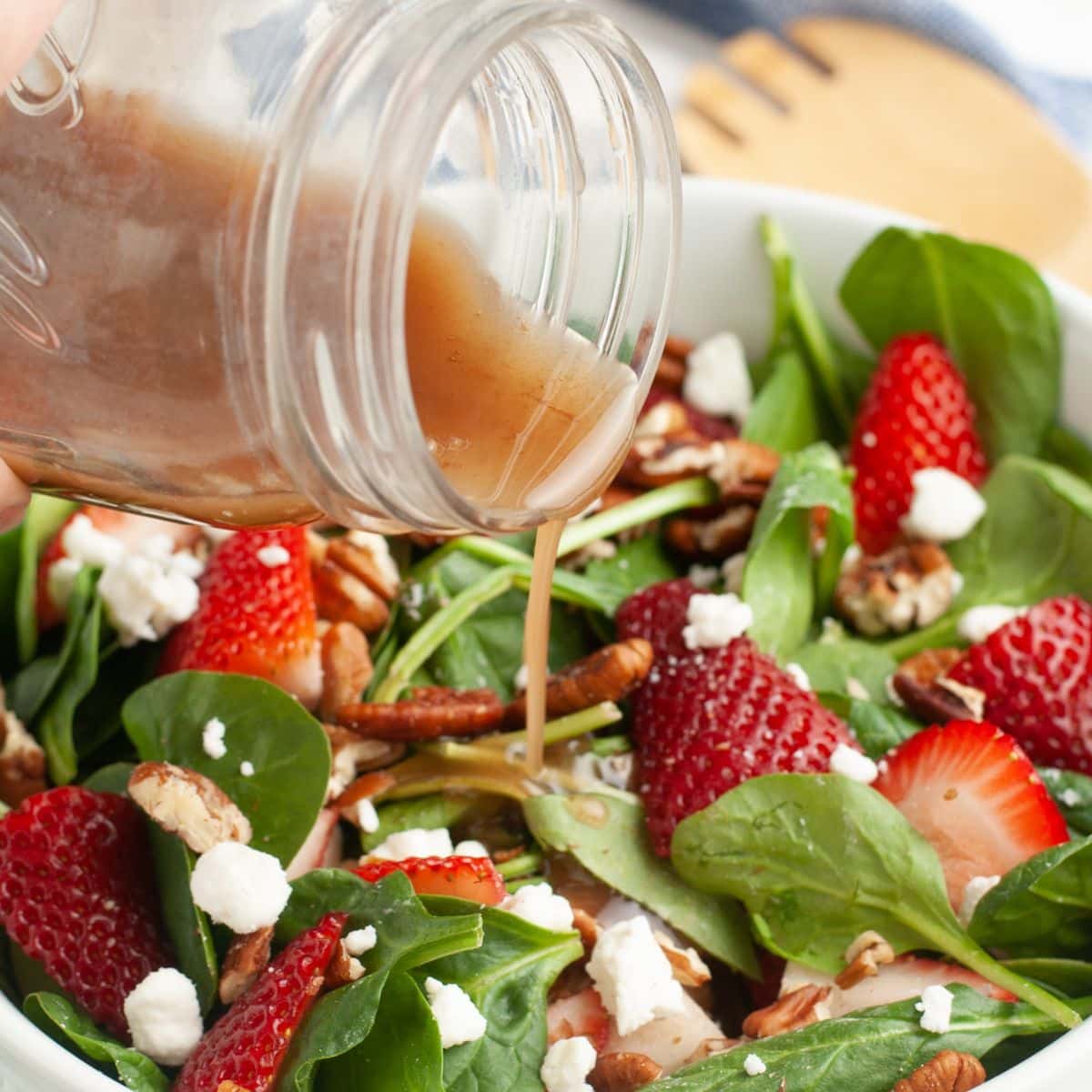 Strawberry salad with balsamic dressing. 