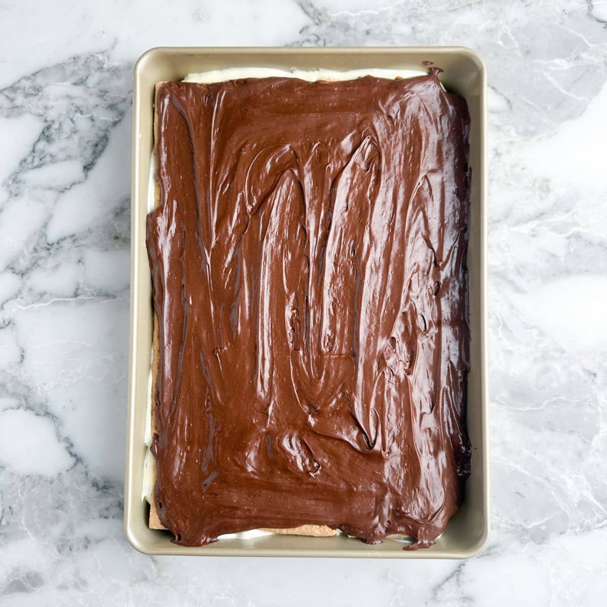 Eclair cake in a pan. 