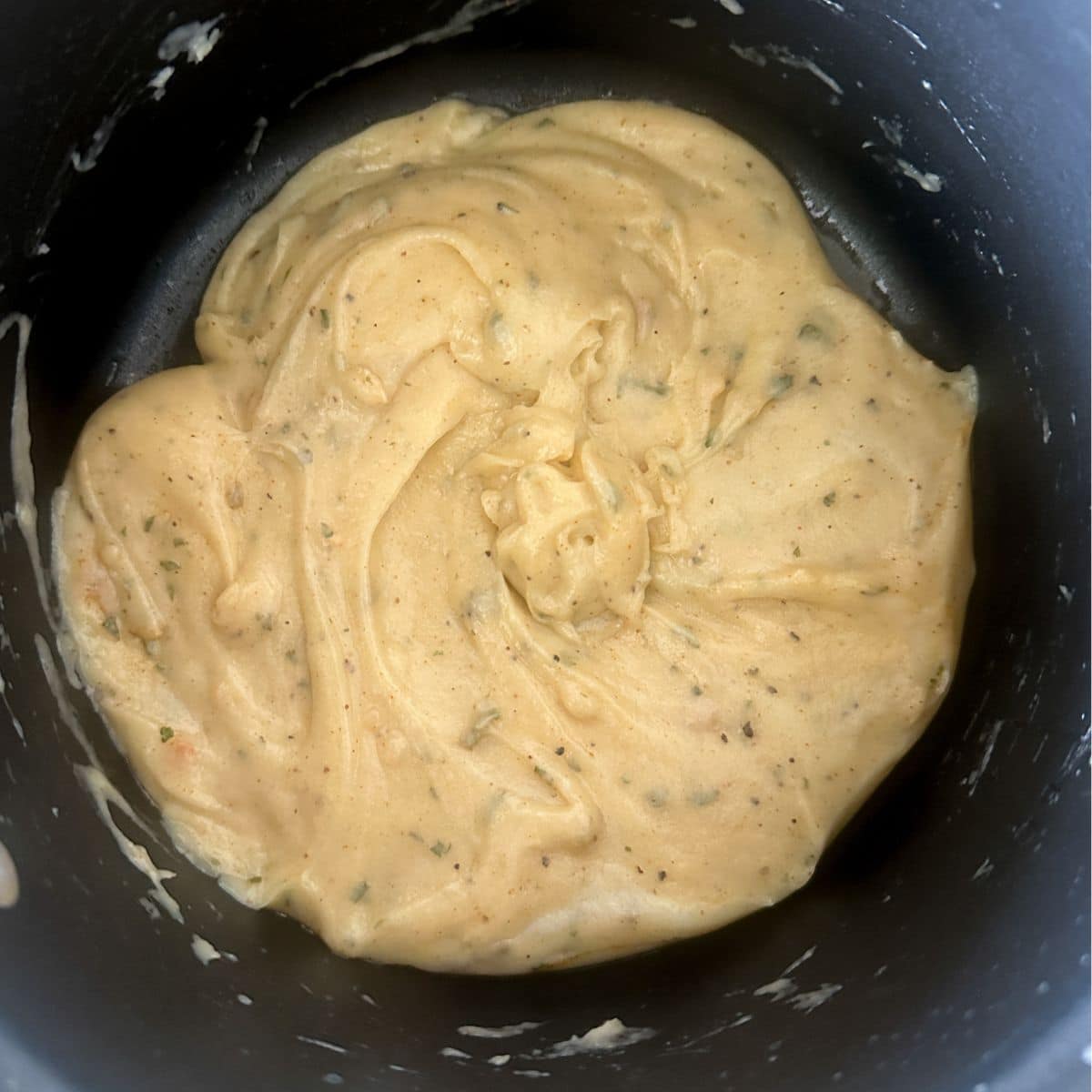 Pot of flour mixture. 