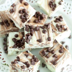 Mint fudge on a plate