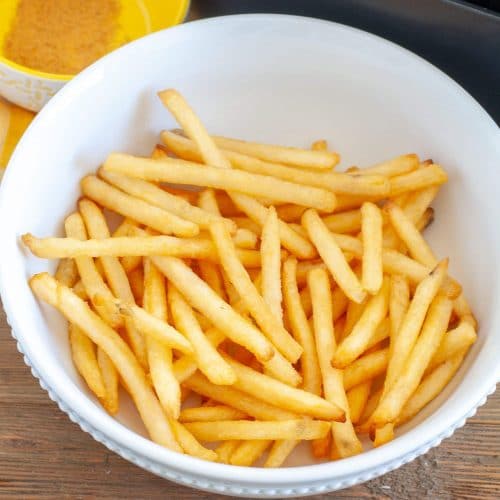 Air Fryer Frozen French Fries {Timings for all types!} - Plated