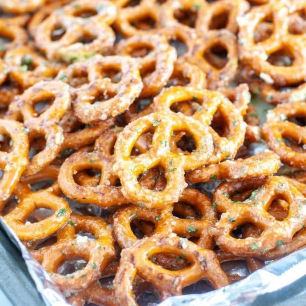 Pretzels on a sheet pan. 