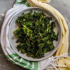 Kale chips on a plate.