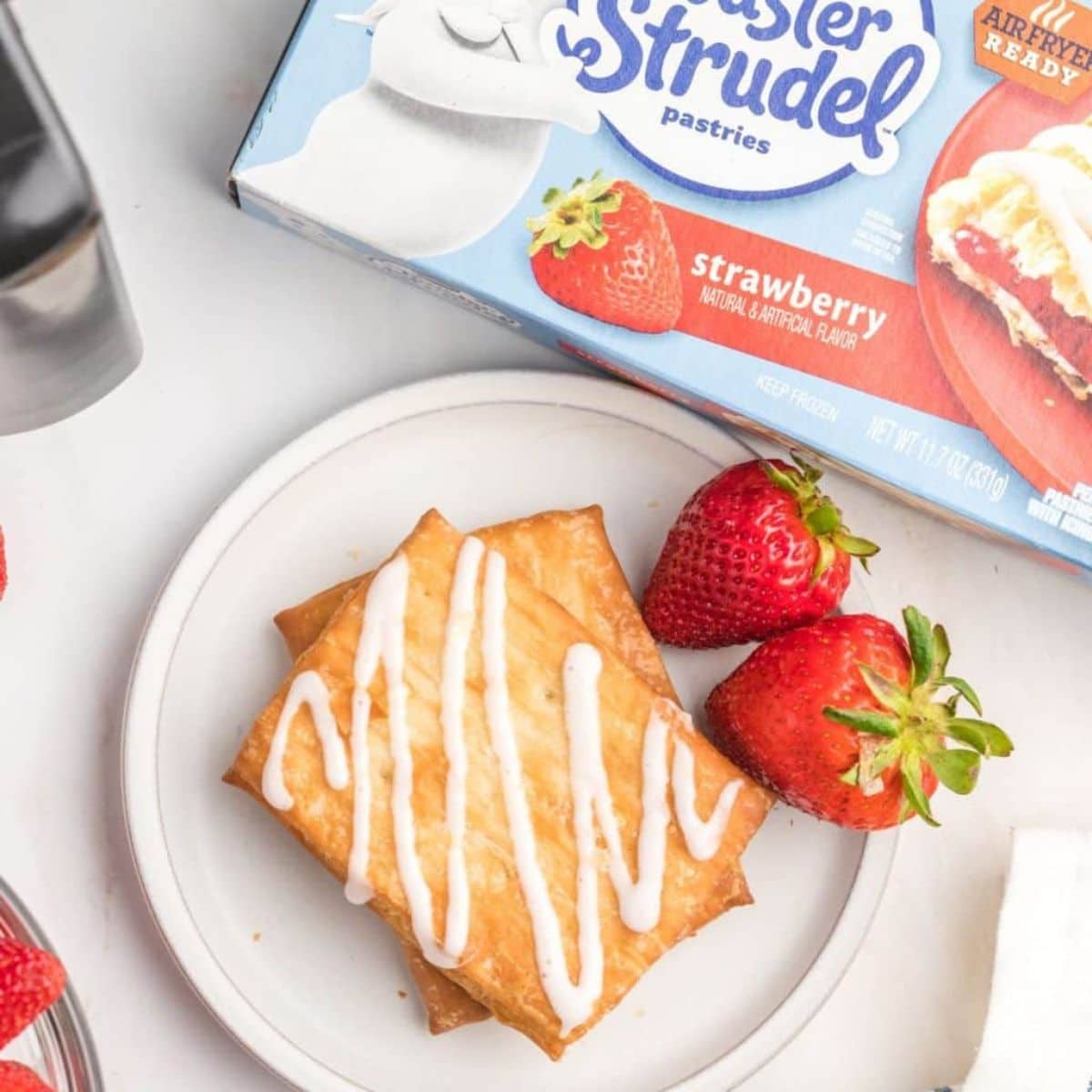 Plate of cooked toaster strudel. 