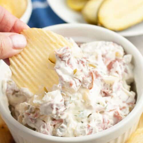 Dill Pickle Dip With Dried Beef - Food Lovin Family