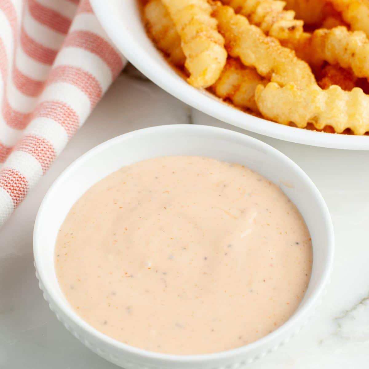 Bowl for french fry sauce. 