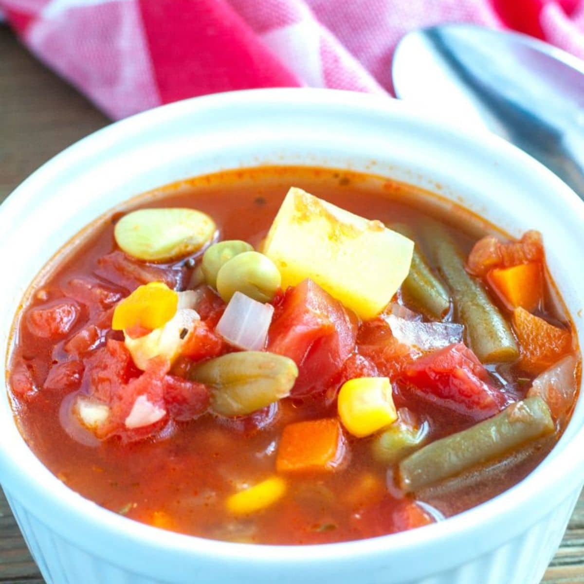 Bowl of vegetable soup. 