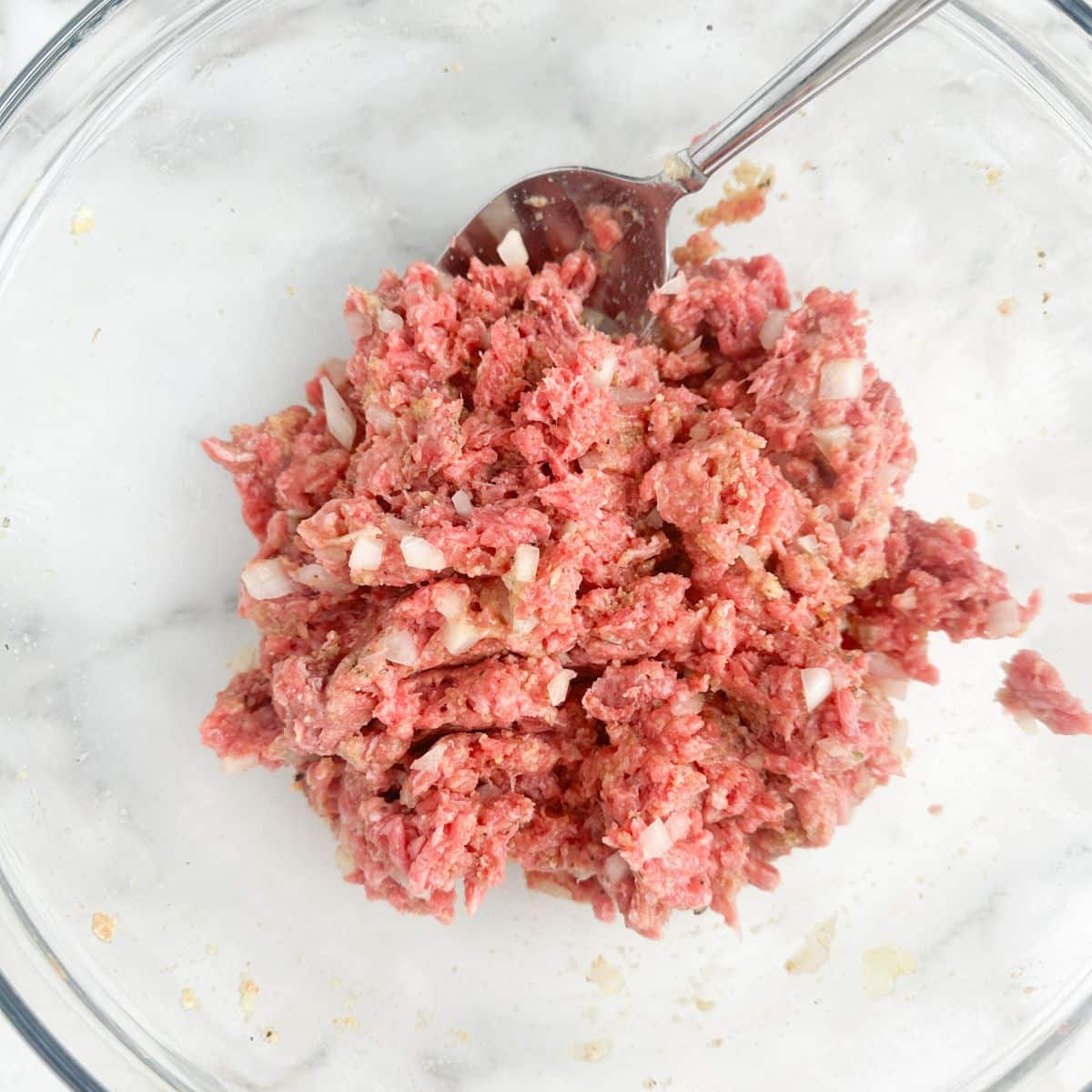 Bowl of meatloaf mixture. 