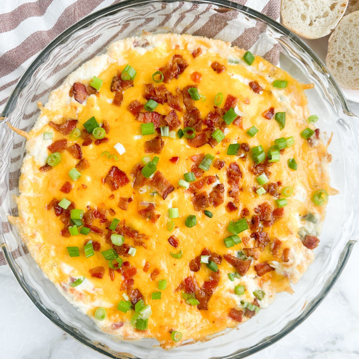 Baked cheese and bacon dip.