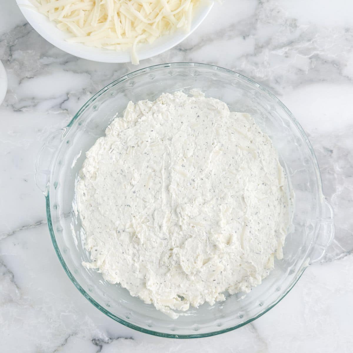 Pie plate with creamy dip.