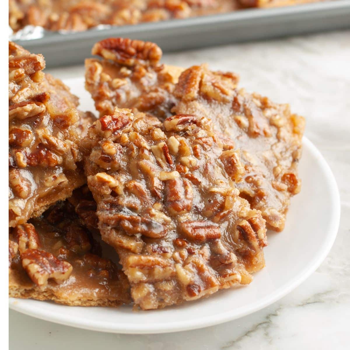 Plate of pecan bark.