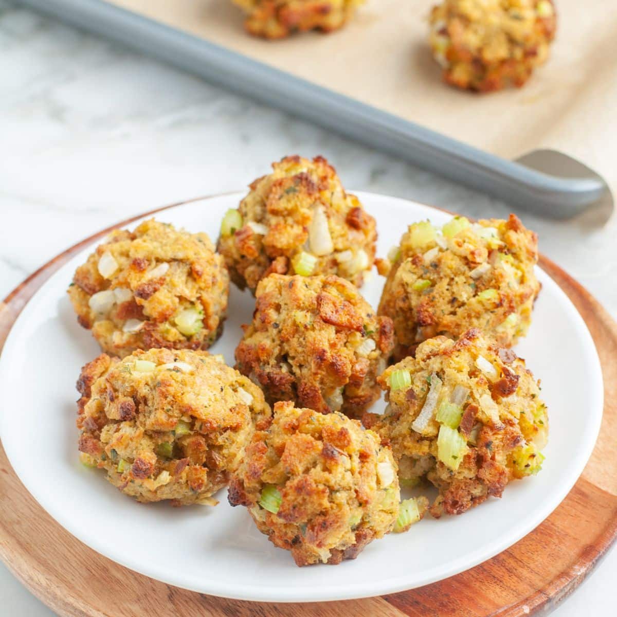 Plate with stuffing balls.
