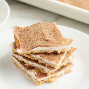 Plate of churro saltine toffee.