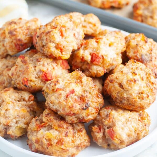 Plate of sausage balls.