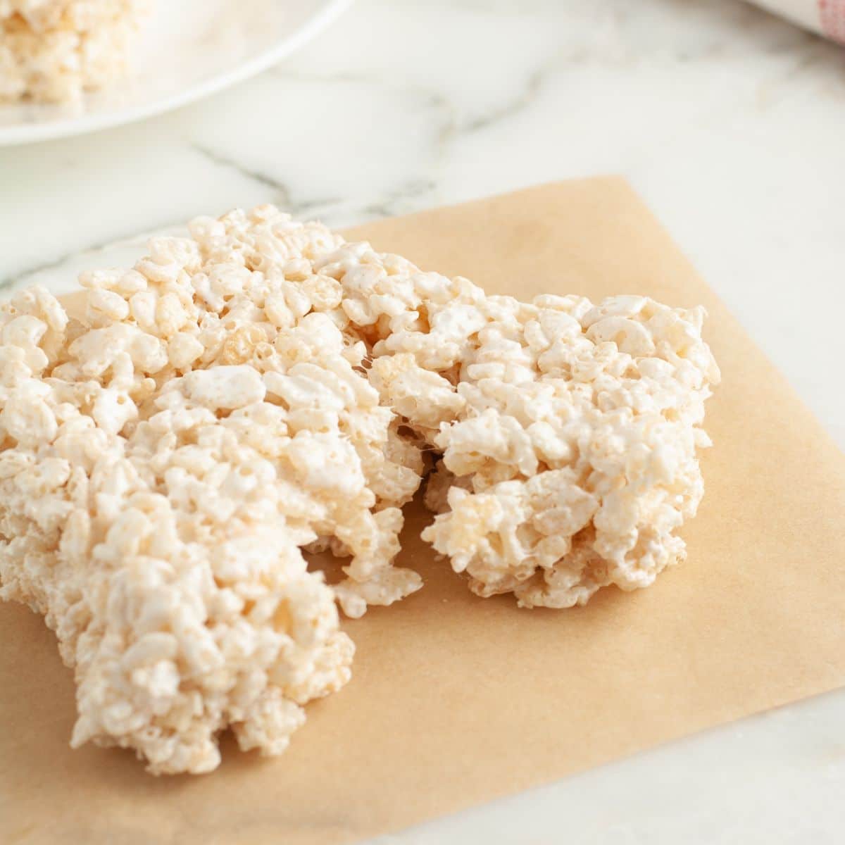 Rice Krispies treat on a table. 